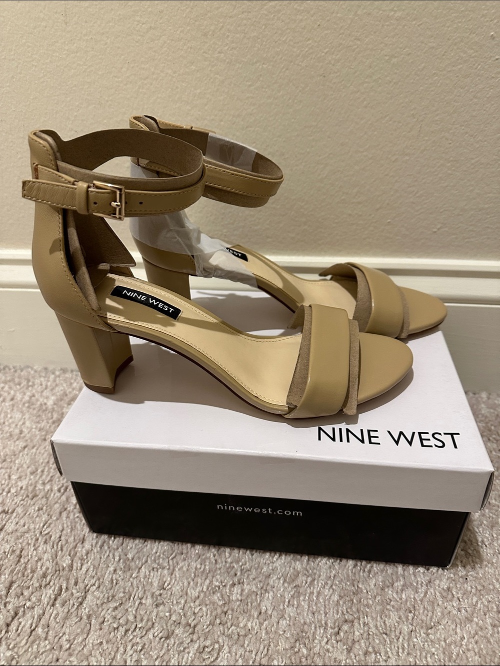 Nine West Pruce Ankle Strap Block Heel Sandals